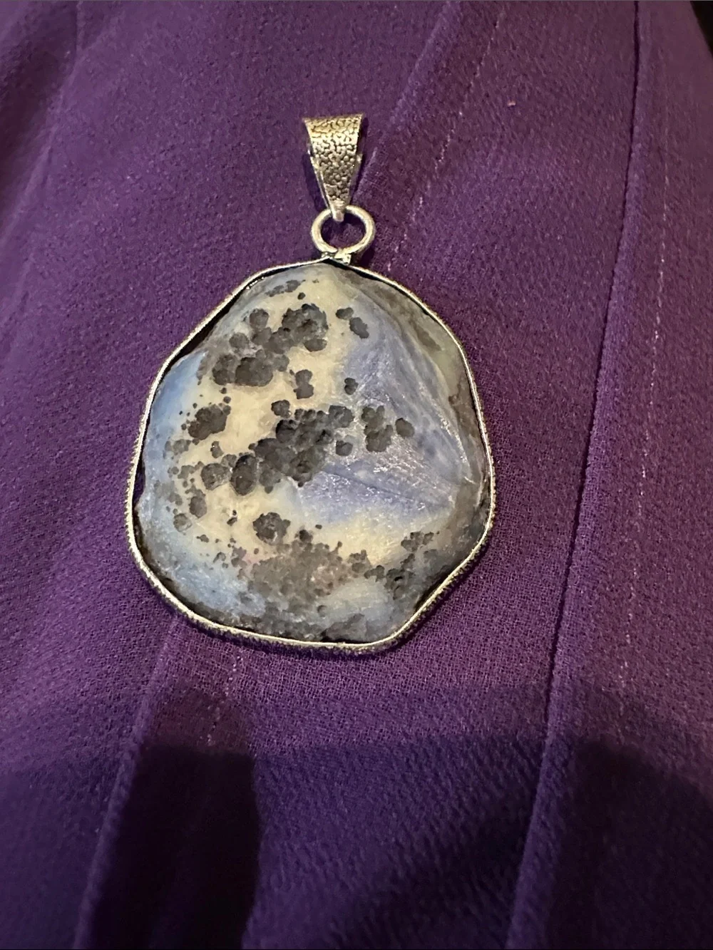 Artisan Blue and White Agate Druzy Pendant Necklace